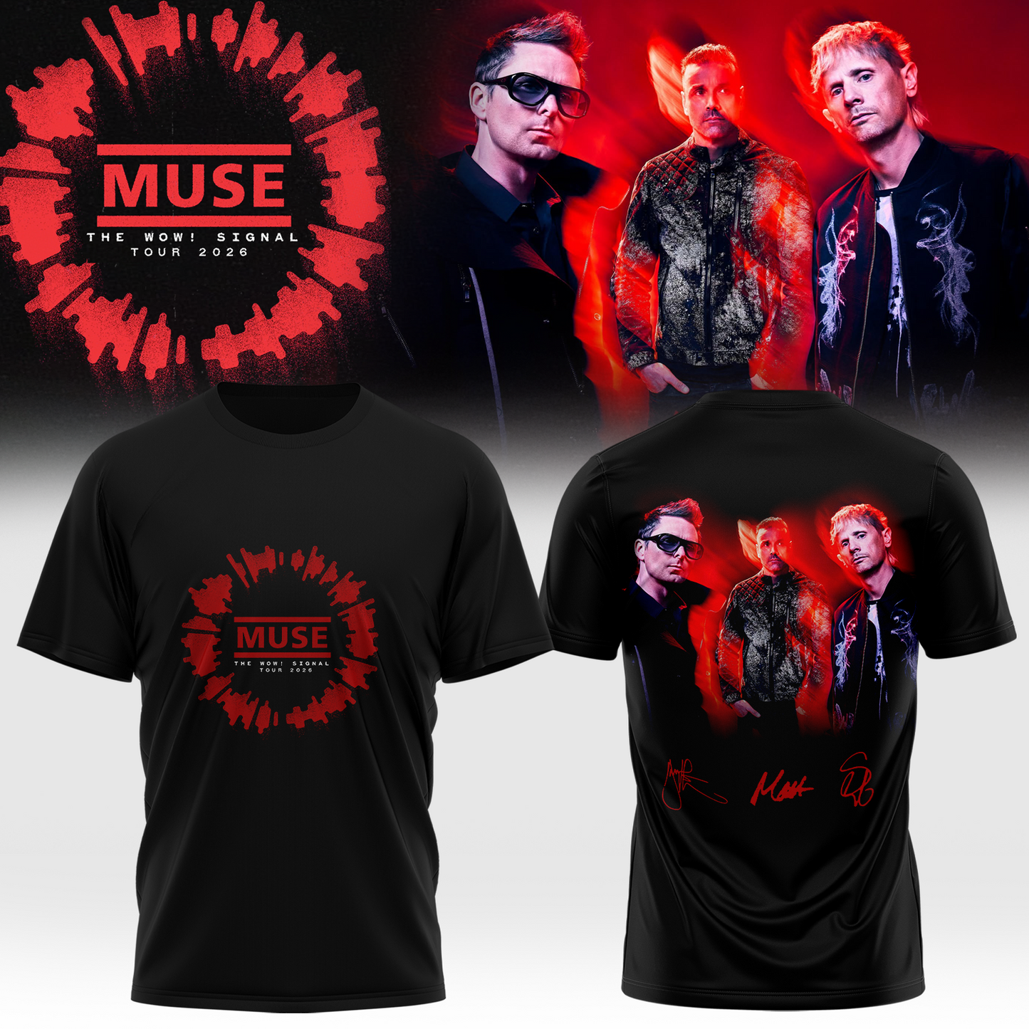 ,,.Muse The Wow! Signal Tour 2026 Limited Edition Signature – Tshirt