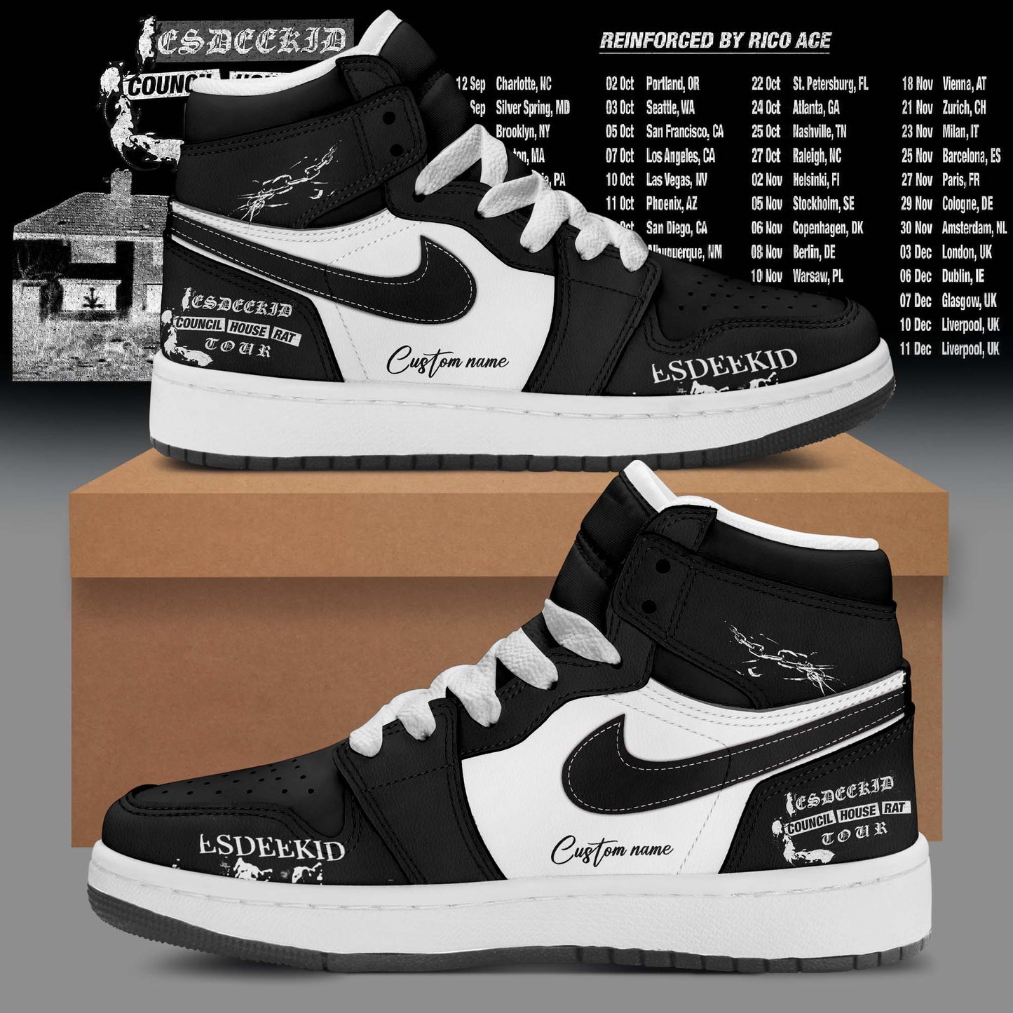 Personalized Council House Rat Tour Graphic High-Top Sneakers