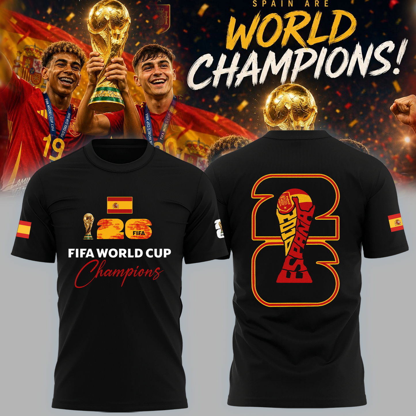 Limited Edition Spain National Football Team 2026 Wolrd Cup Champions Shirt