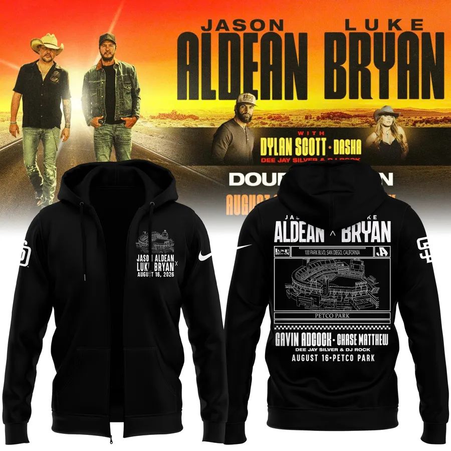 Limited Edition Jason Aldean and Luke Bryan x San Diego Padres Zip Hoodie 2026