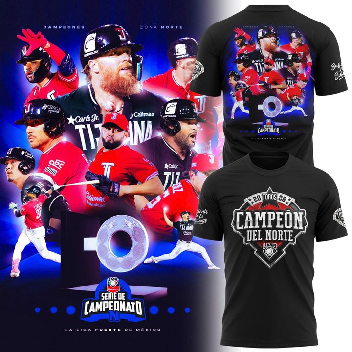 Playera Toros De Tijuana Full Print Campeón De Zona Norte 2026 LMB