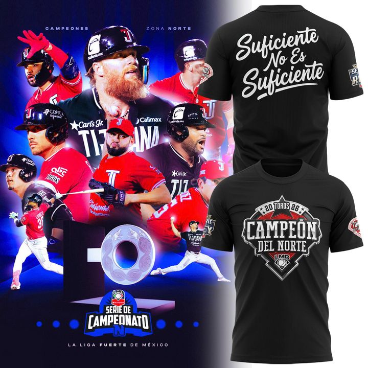 Playera De Béisbol Toros De Tijuana Conmemorativa Campeón Norte 2026 LMB