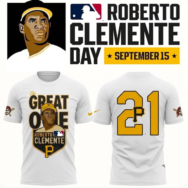 Roberto Clemente Day "The Great One" Pittsburgh Pirates Gray Graphic T-Shirt