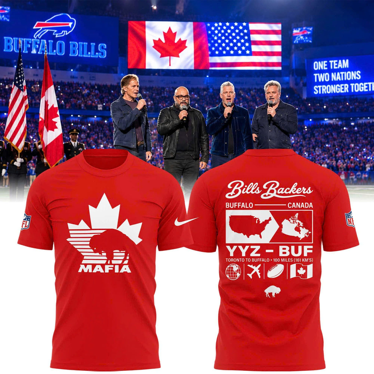 Unisex Red Buffalo Bills Canada "Bills Backers" Throwback logo T-shirt