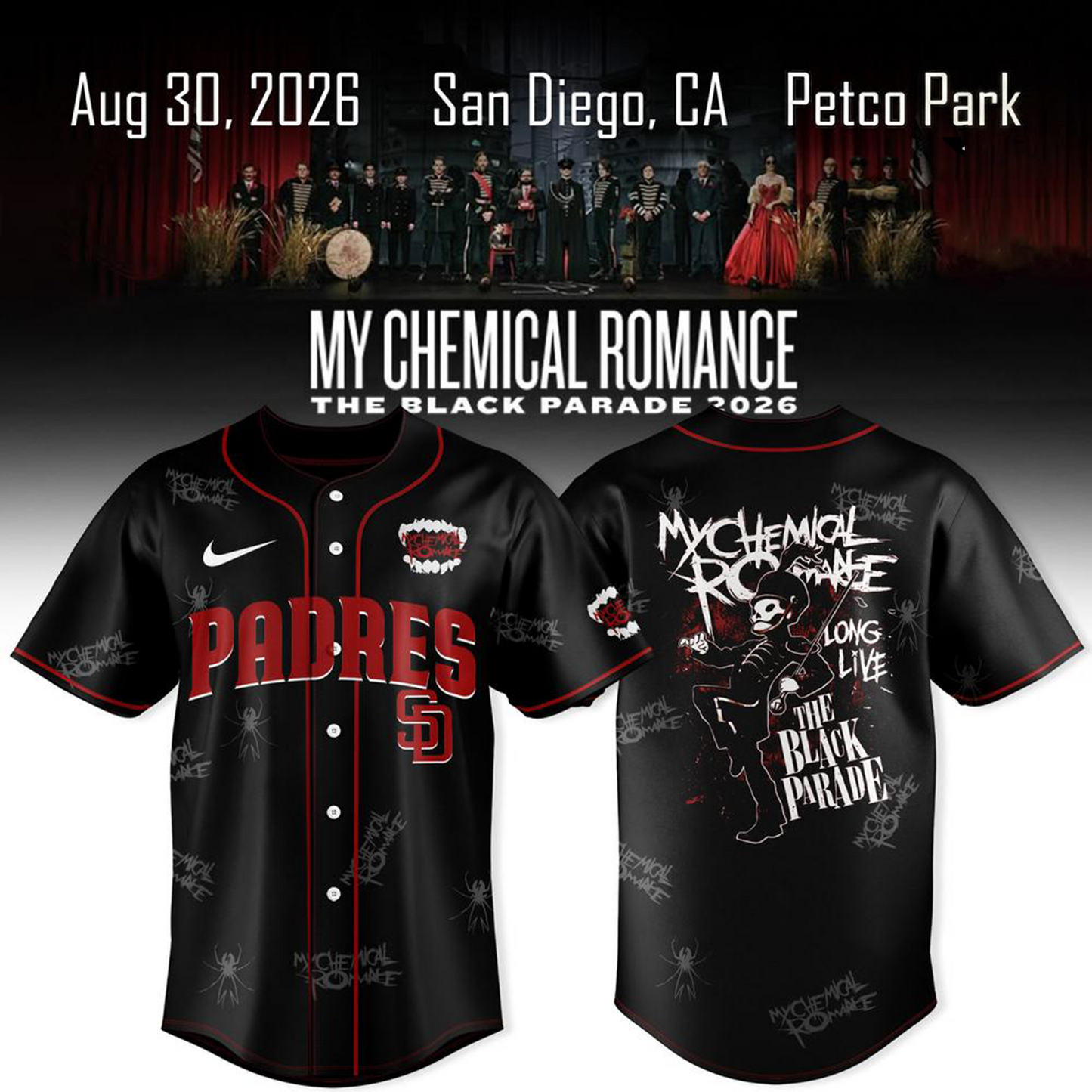 San Diego Padres x My Chemical Romance The Black Parade Tour Jersey