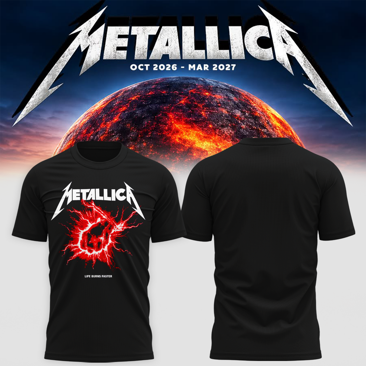 Life Burns Faster 2026 Tour Live At Sphere Las Vegas Merch St. Anger Thunder T-Shirt