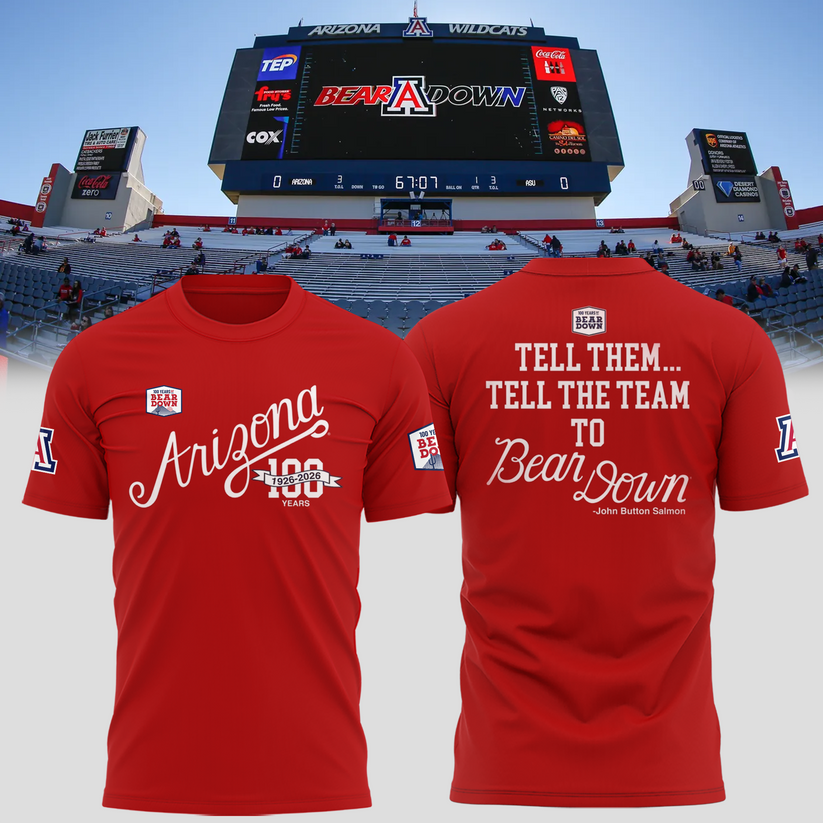 Limited Edition Arizona Wildcats 100 Years Bear Down T-shirt