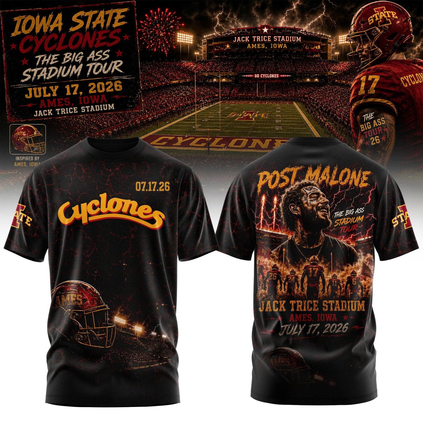 Post Malone Iowa State Cyclones Tour T-Shirt