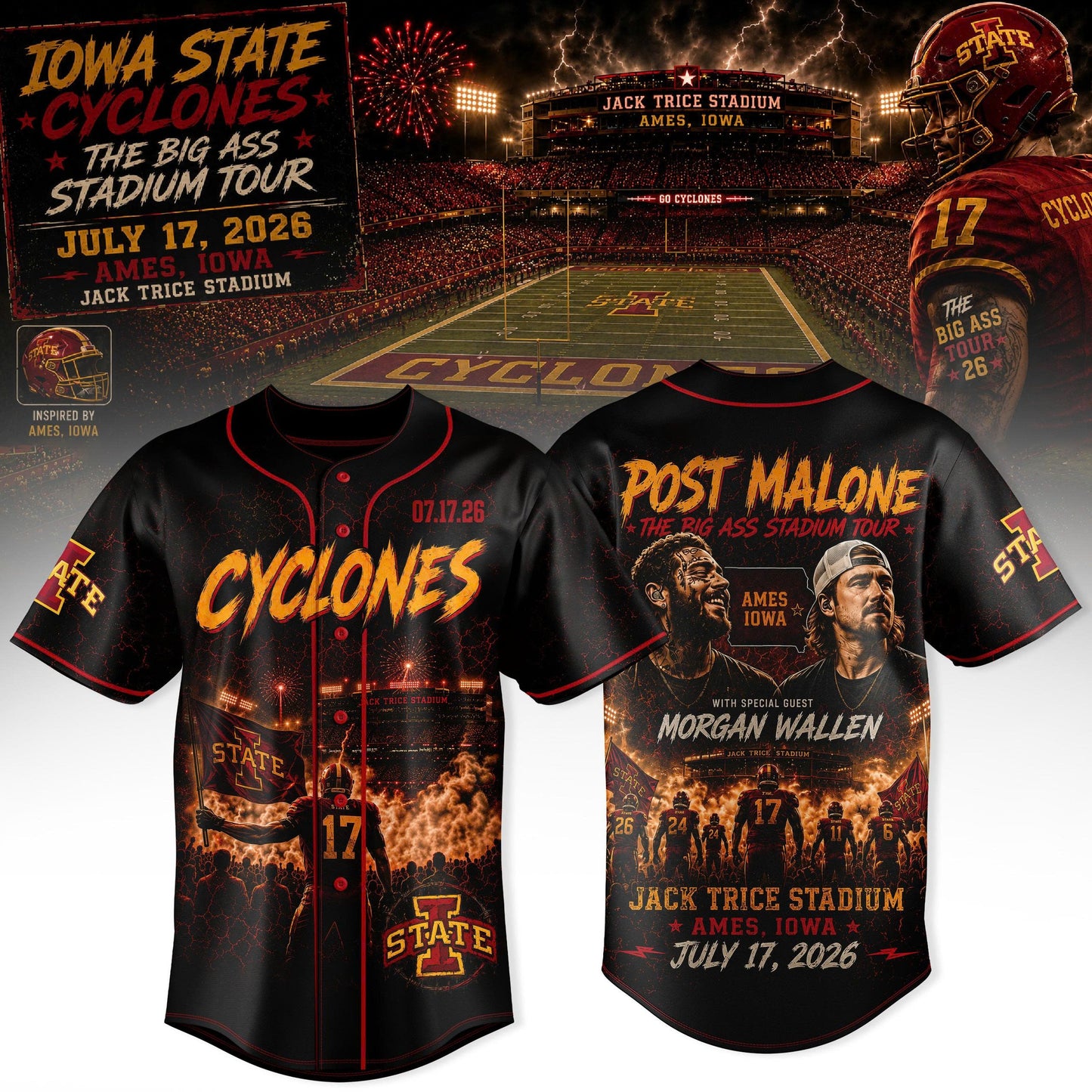 Post Malone Iowa State Cyclones Tour T-Shirt