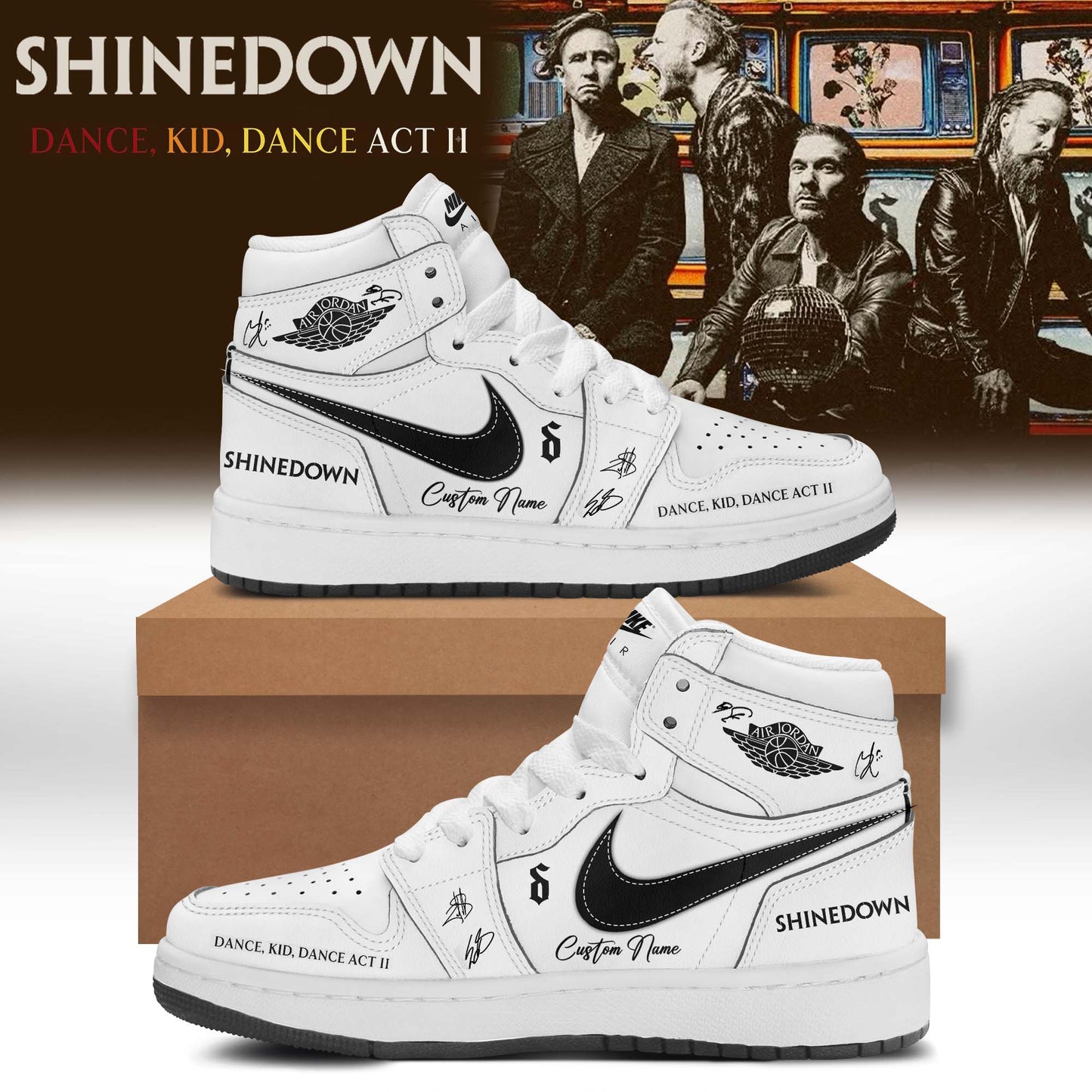 ,,SHINEDOWN “Dance Kid Dance Act II World Tour” 2026 Signed – Shoes 1-5