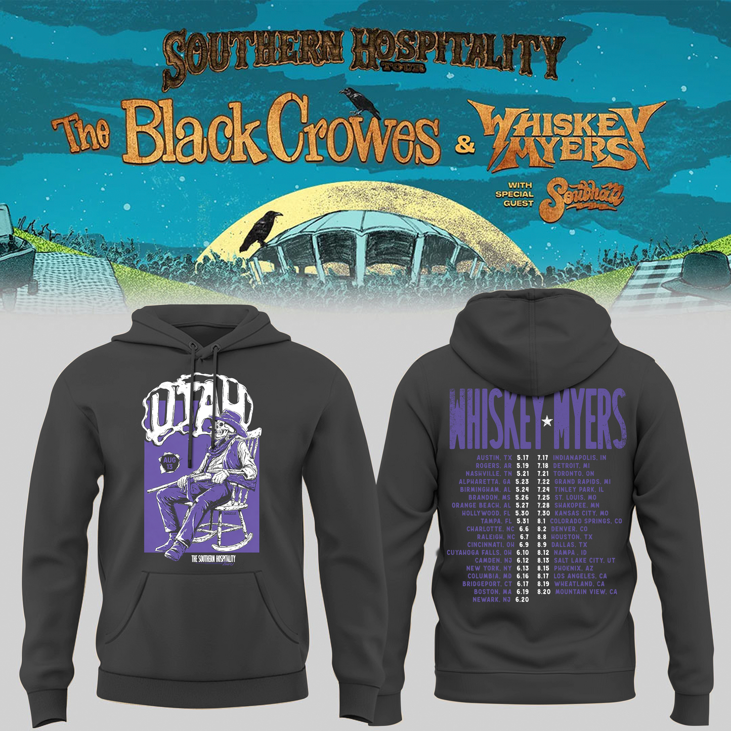Limited Edition Whiskey Myers Southern Hospitality Tour In Utah Hoodie 1