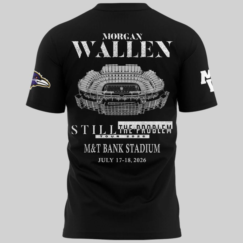 1.Special New Edition Baltimore Ravens x Morgan Wallen Black Tshirt 2026