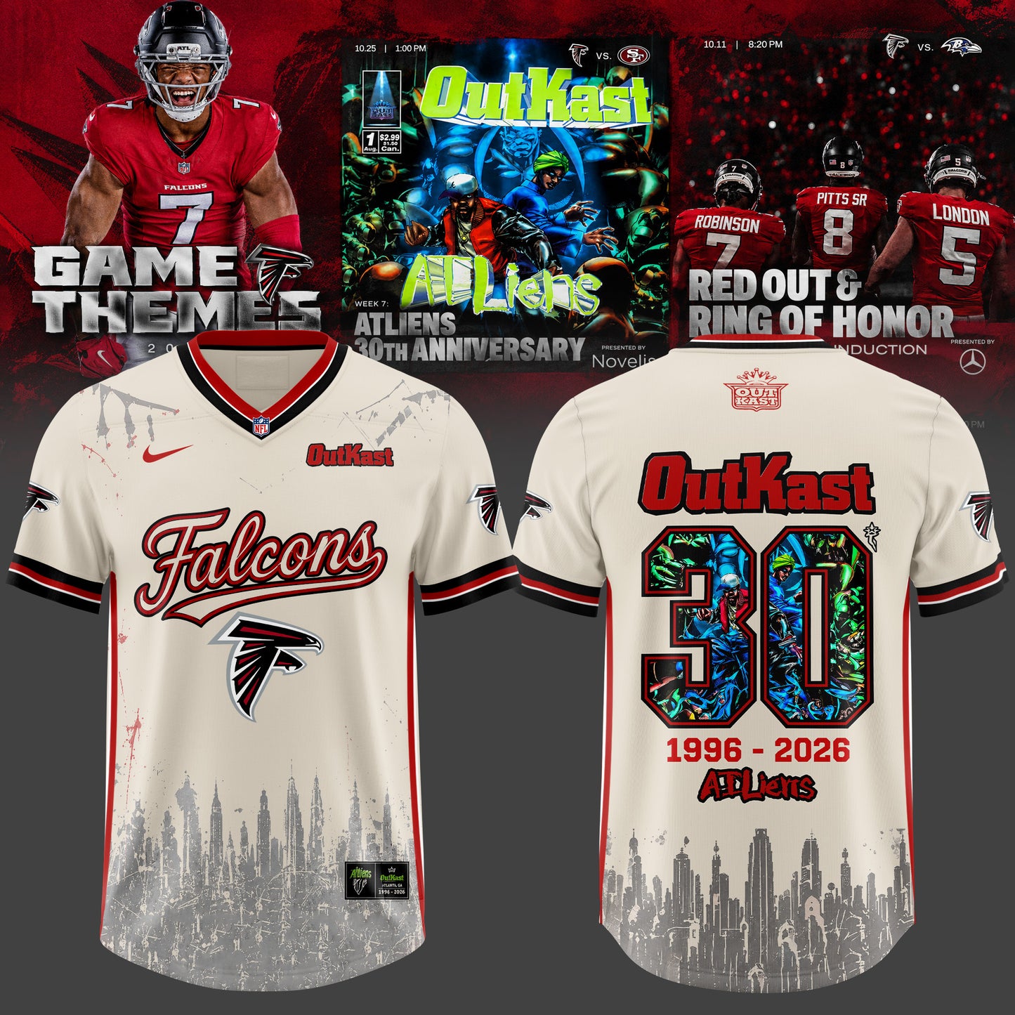 FALCONS × OUTKAST ATLiens 30TH ANNIVERSARY 2026 Edition Football Jersey