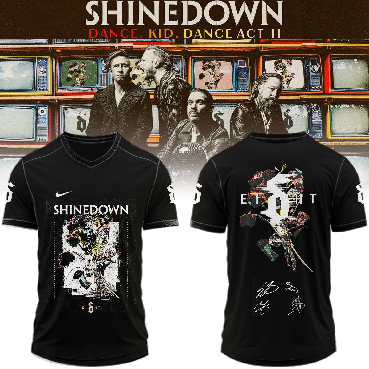 ,,,.SHINEDOWN “Dance Kid Dance Act II World Tour” 2026 Signed – Jersey