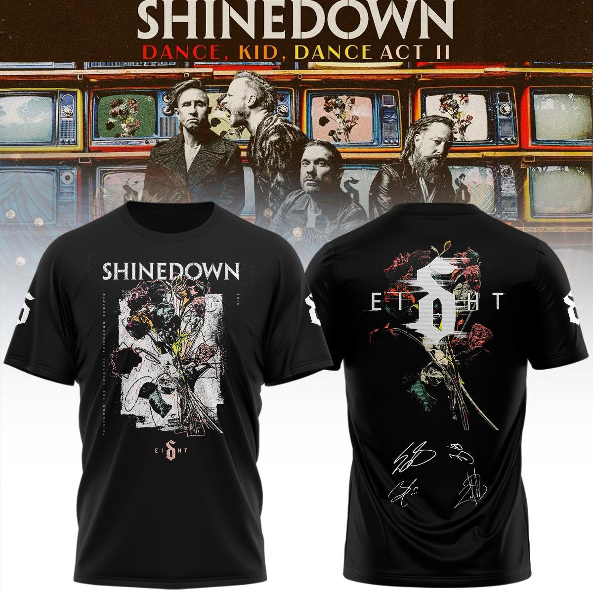 ,,.SHINEDOWN “Dance Kid Dance Act II World Tour” 2026 Signed – Shirt