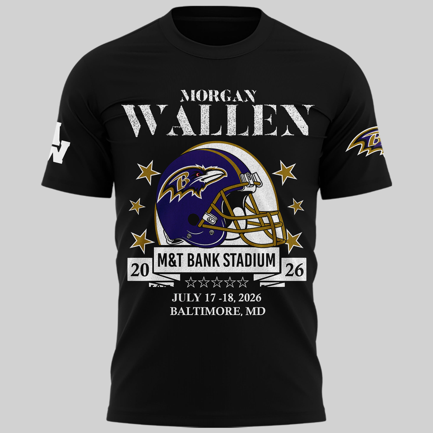 Exclusive Version Baltimore Ravens x Morgan Wallen Black Tshirt 2026
