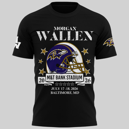 Exclusive Version Baltimore Ravens x Morgan Wallen Black Tshirt 2026