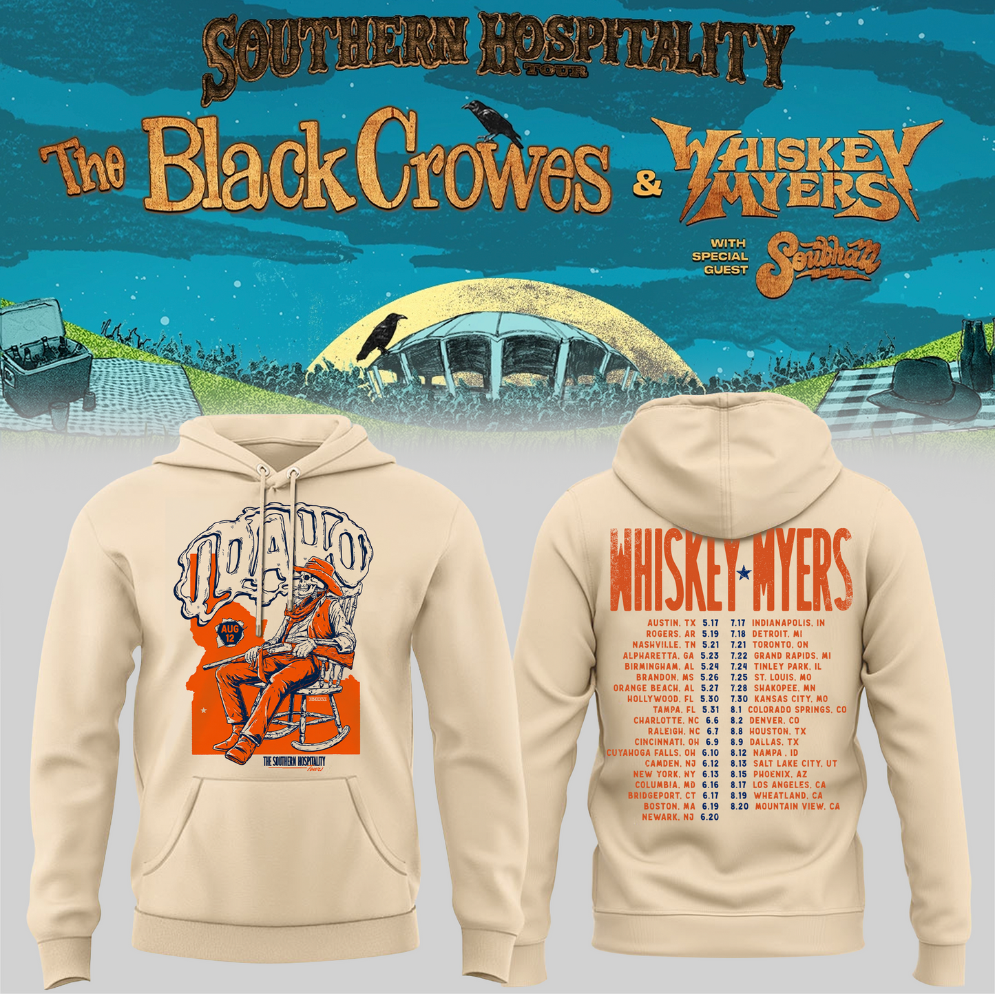 Limited Edition Whiskey Myers Southern Hospitality Tour In Nampa, Idaho Hoodie