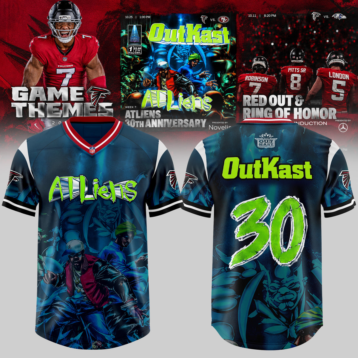 FALCONS × OUTKAST ATLiens 30TH ANNIVERSARY 2026 Edition Football Jersey