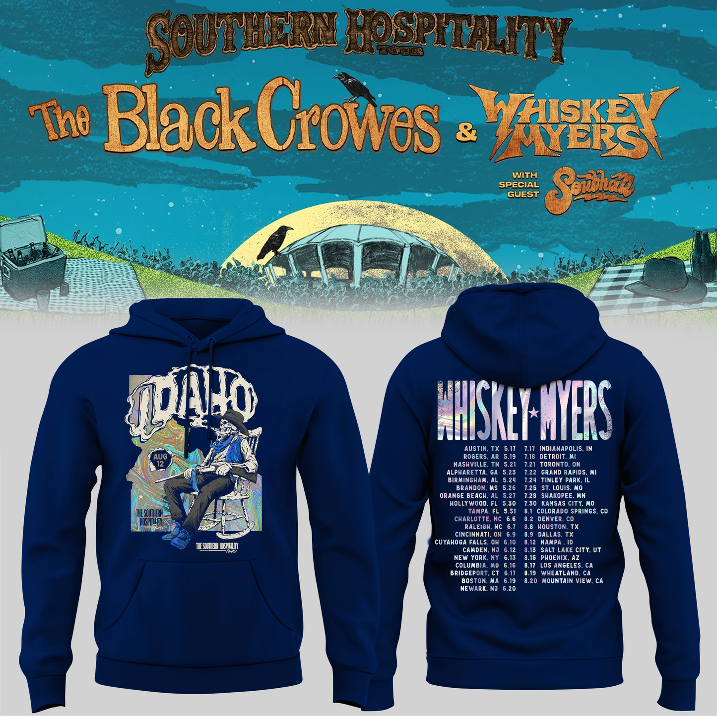 Limited Edition Whiskey Myers Southern Hospitality Tour In Nampa, Idaho Hoodie