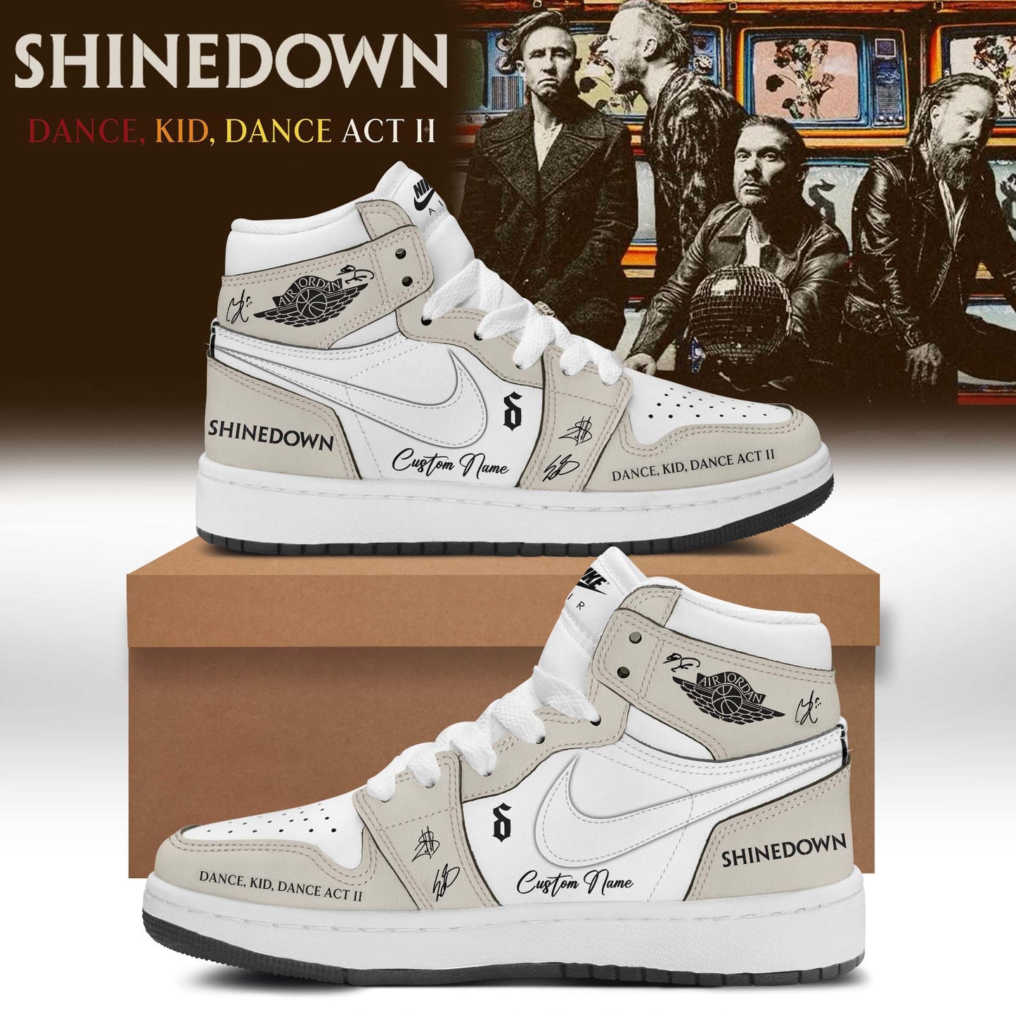 ,,SHINEDOWN “Dance Kid Dance Act II World Tour” 2026 Signed – Shoes 1-7