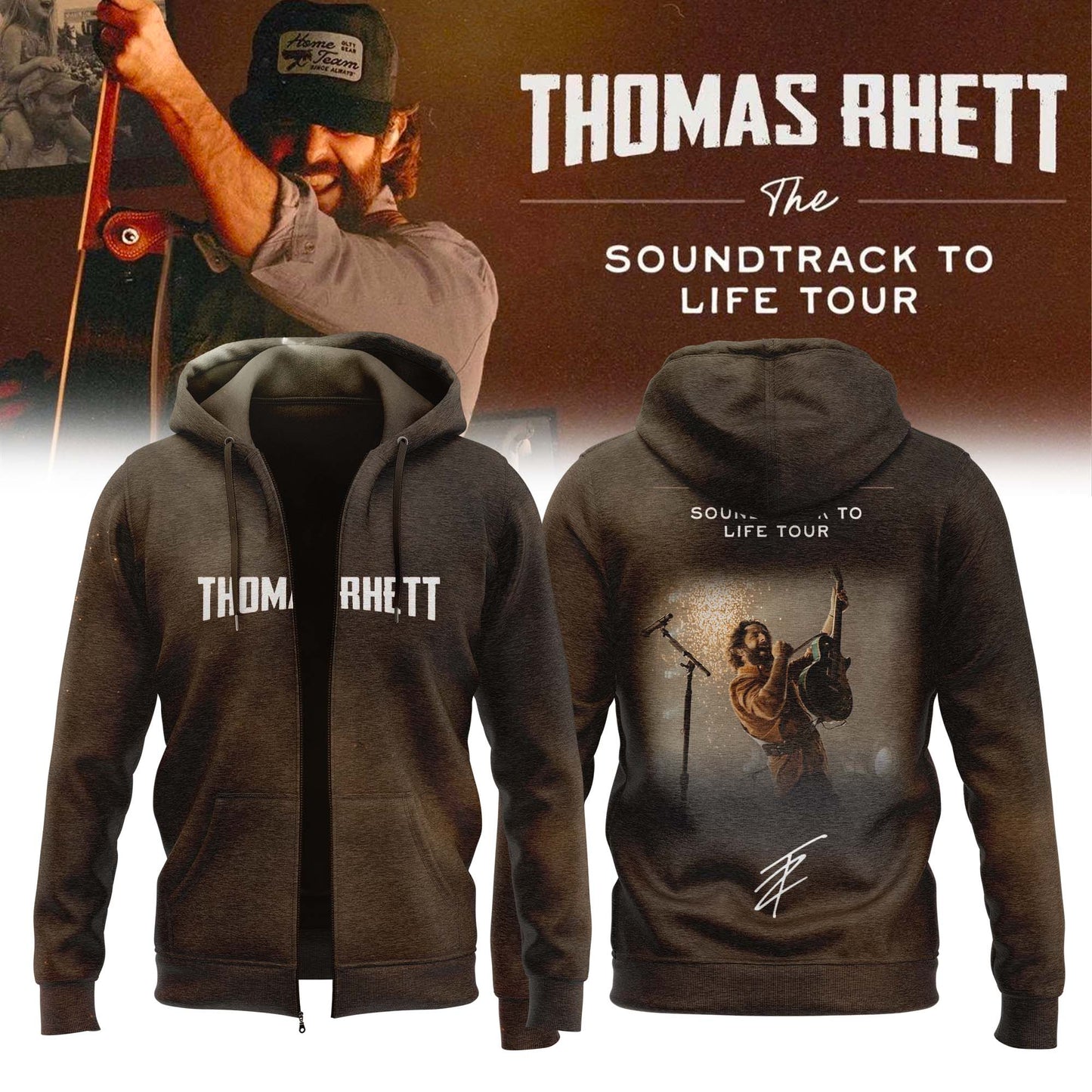 ,..Thomas Rhett ”The Soundtrack to Life Tour” Limited Edition Signature – Zip Hoodie