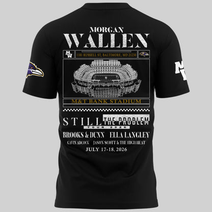 Special New Edition Baltimore Ravens x Morgan Wallen Black Tshirt 2026