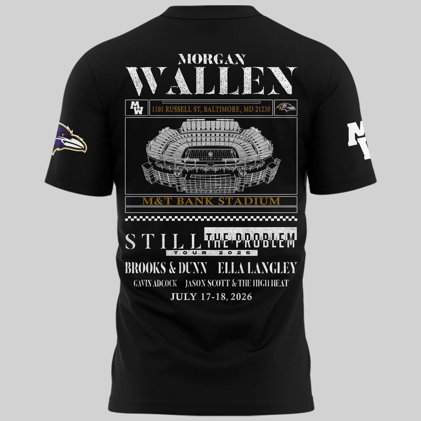 Exclusive Version Baltimore Ravens x Morgan Wallen Black Tshirt 2026