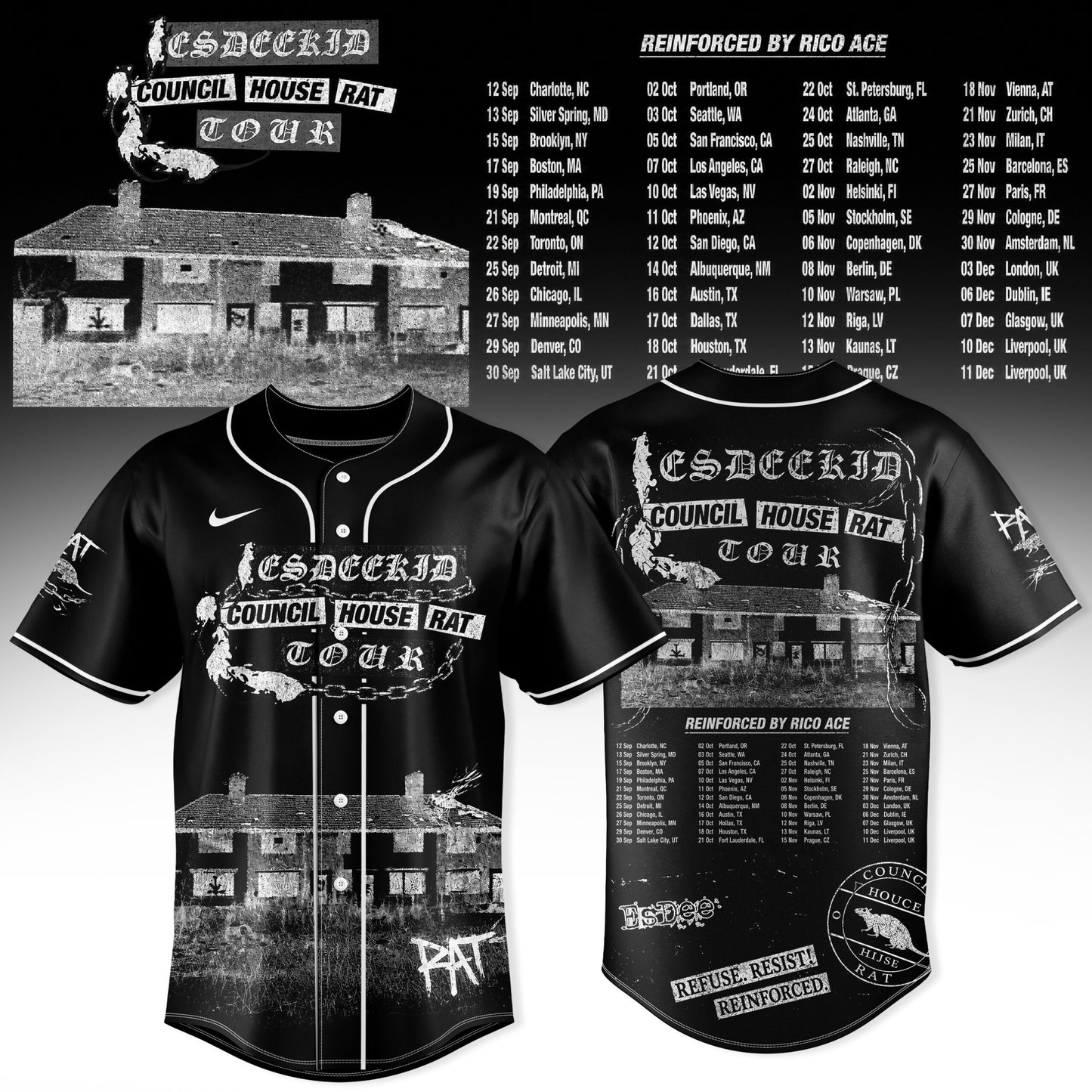Council House Rat Tour Premium 3D Baseball Jersey