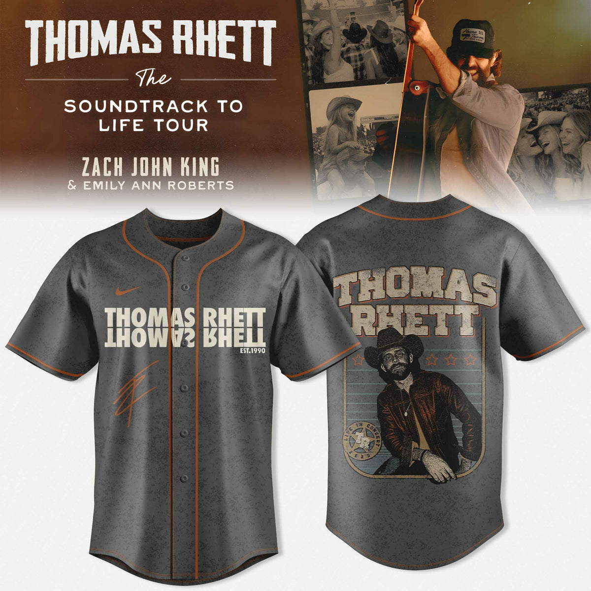 Thomas Rhett The Soundtrack To Life Tour 2026 Baseball Jersey V2