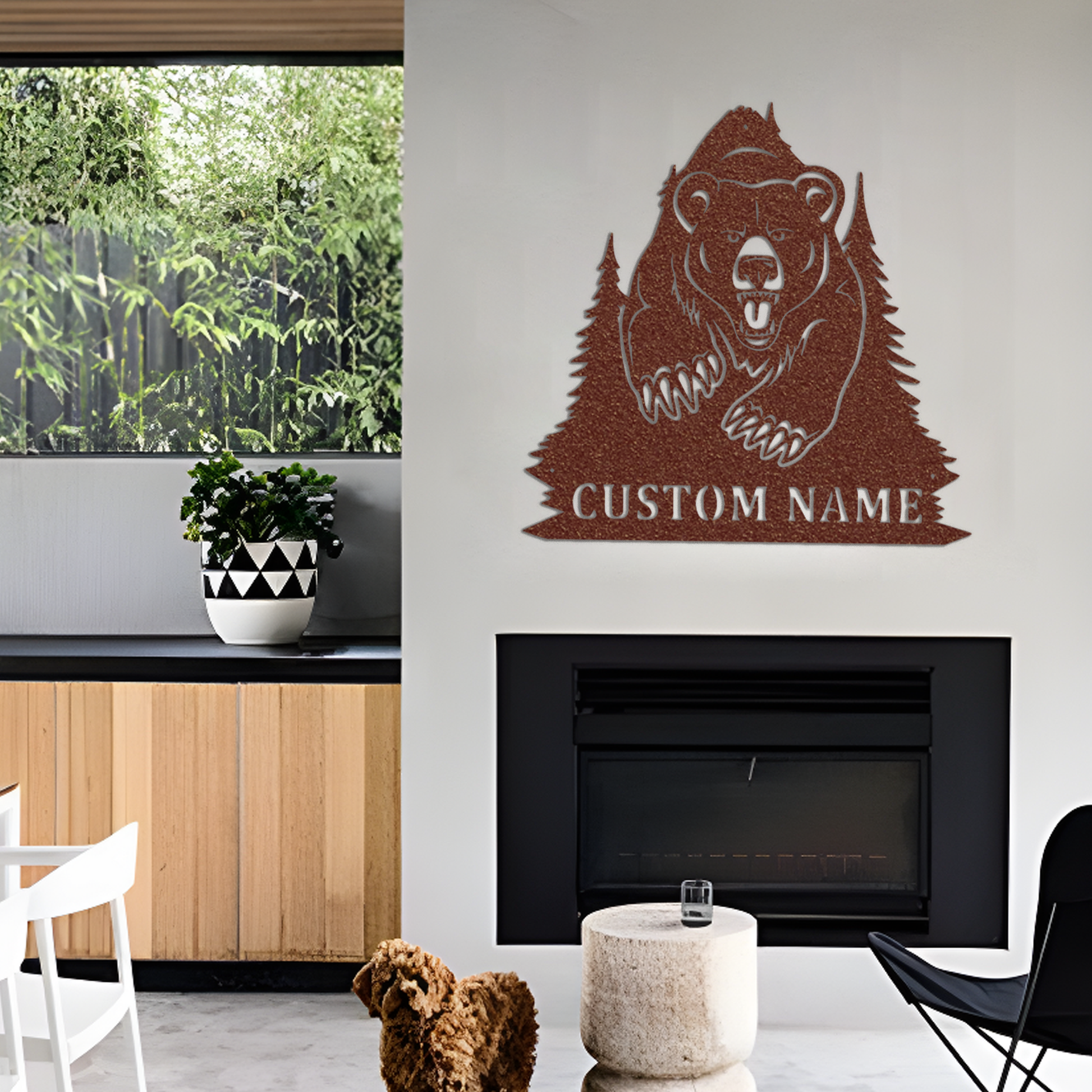 Bear Metal Sign NEW, Great Outdoor,Personalized Handmade Custom Bear Mountain Metal Wall Art, Family Name Black Bear Sign, LED Sign