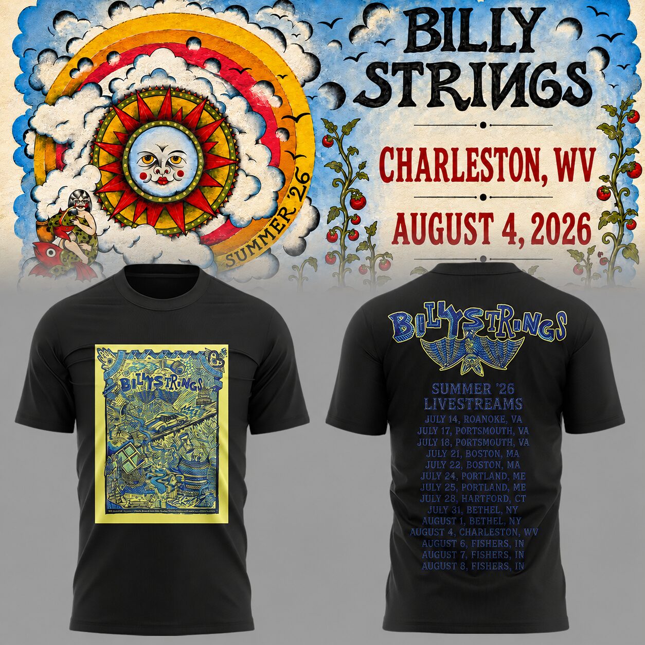 Limited Edition Billy Strings tour 2026 tshirt