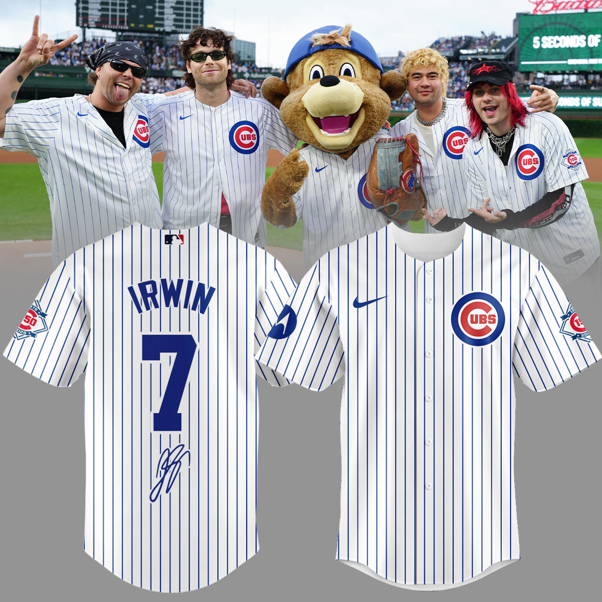 .5 seconds of summer Ashton Irwin cubs Limited Edition Signature – Jersey
