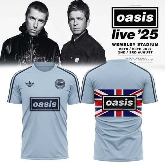 . Limited Edition Oasis “Live ’25” London Deep Blue Flag Raglan Shirt