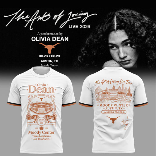 Olivia Dean The Art of Loving Live Tour Moody Center, Texas Longhorns Shirt