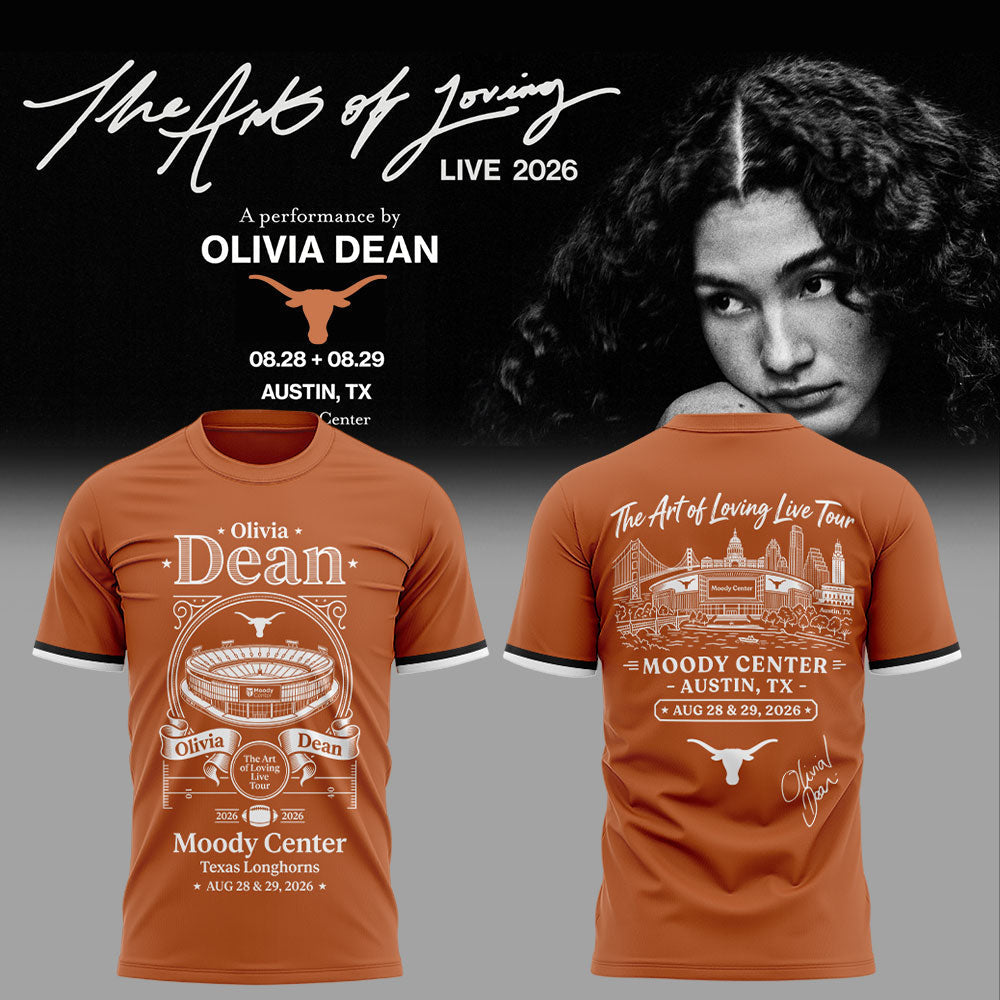 Olivia Dean The Art of Loving Live Tour Moody Center, Texas Longhorns Shirt
