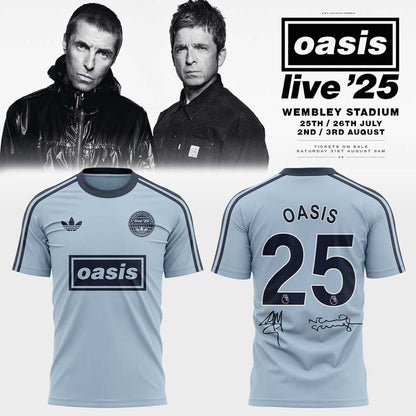 . Limited Edition Oasis “Live ’25” London Ocean Blue Oasis 25 Signature Shirt