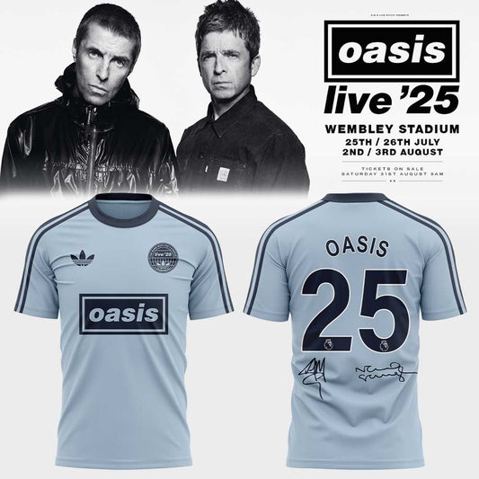 . Limited Edition Oasis “Live ’25” London Ocean Blue Oasis 25 Signature Shirt