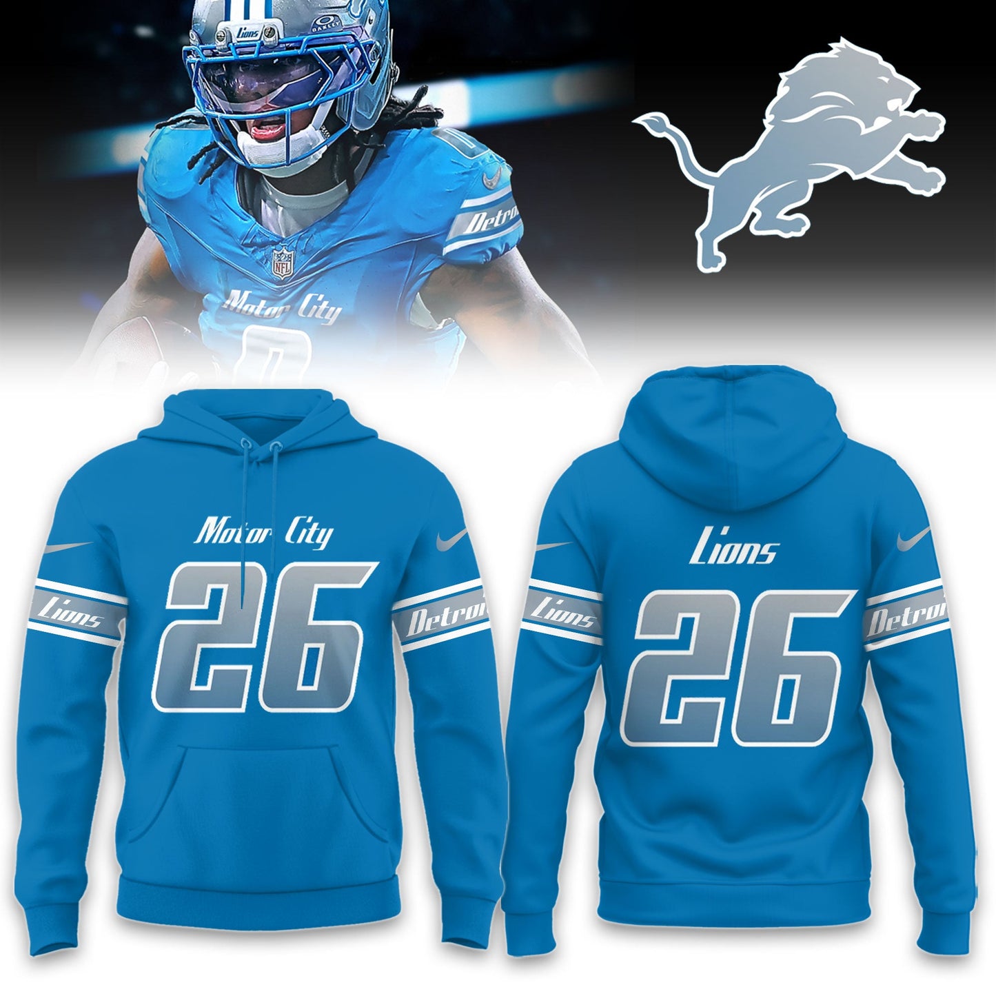.D.Lions 2026 Rivalries Full Throttle Limited Hoodie NN (Custom Number)