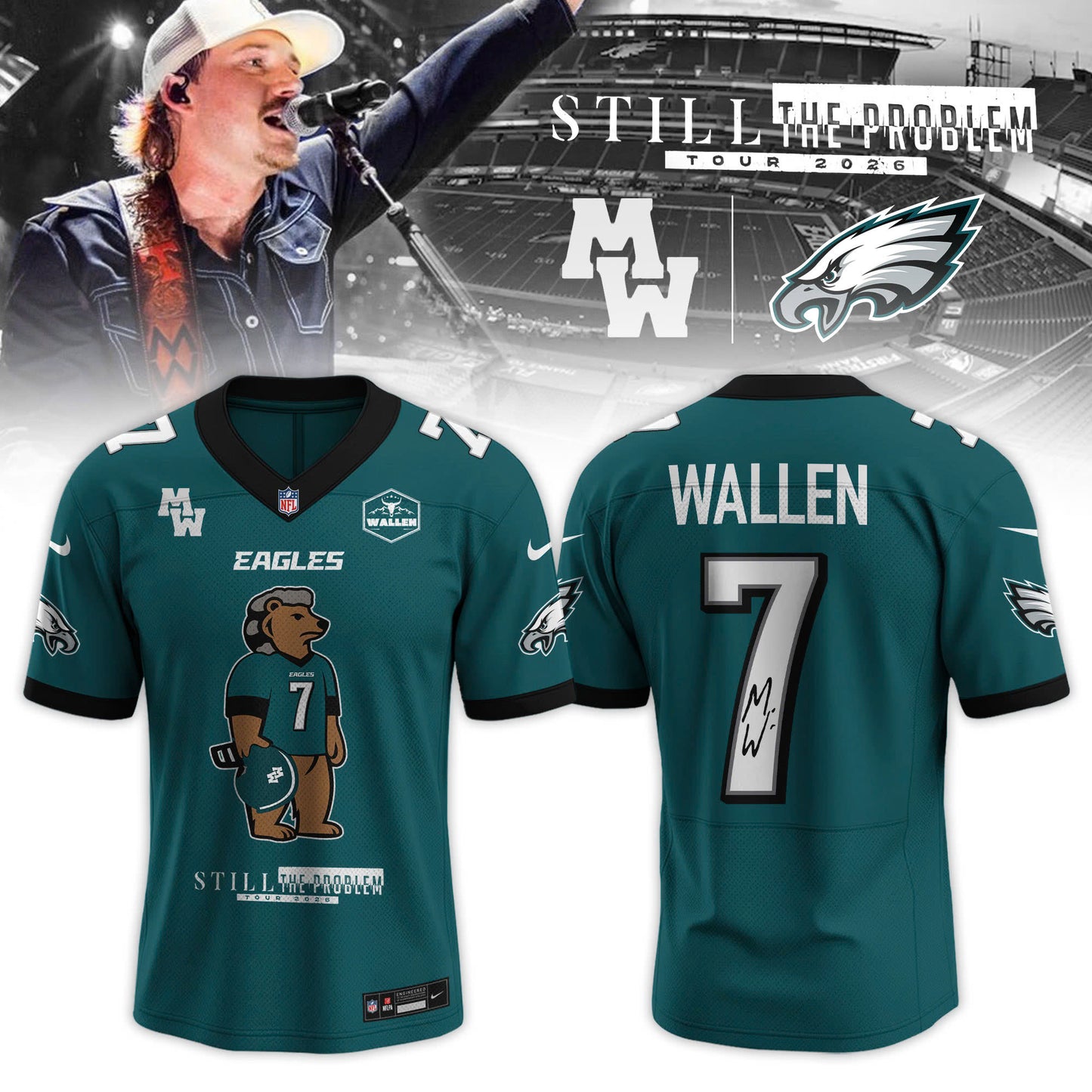 Philadelphia Eagles X Morgan Wallen Still The Problem Tour 2026 Jersey