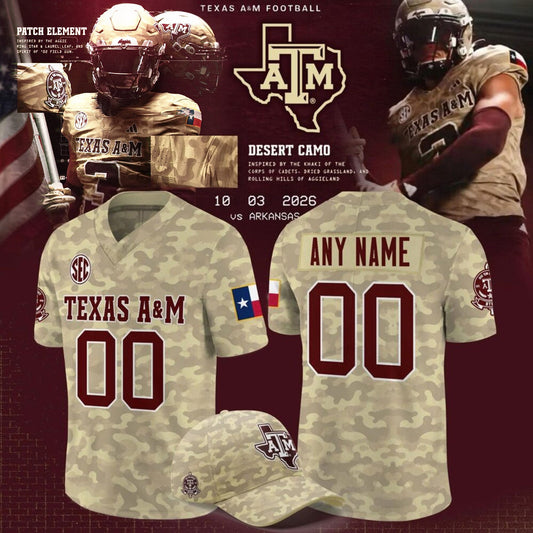 .Texas A&M Aggies Limited Custom Camo Football Jersey NN