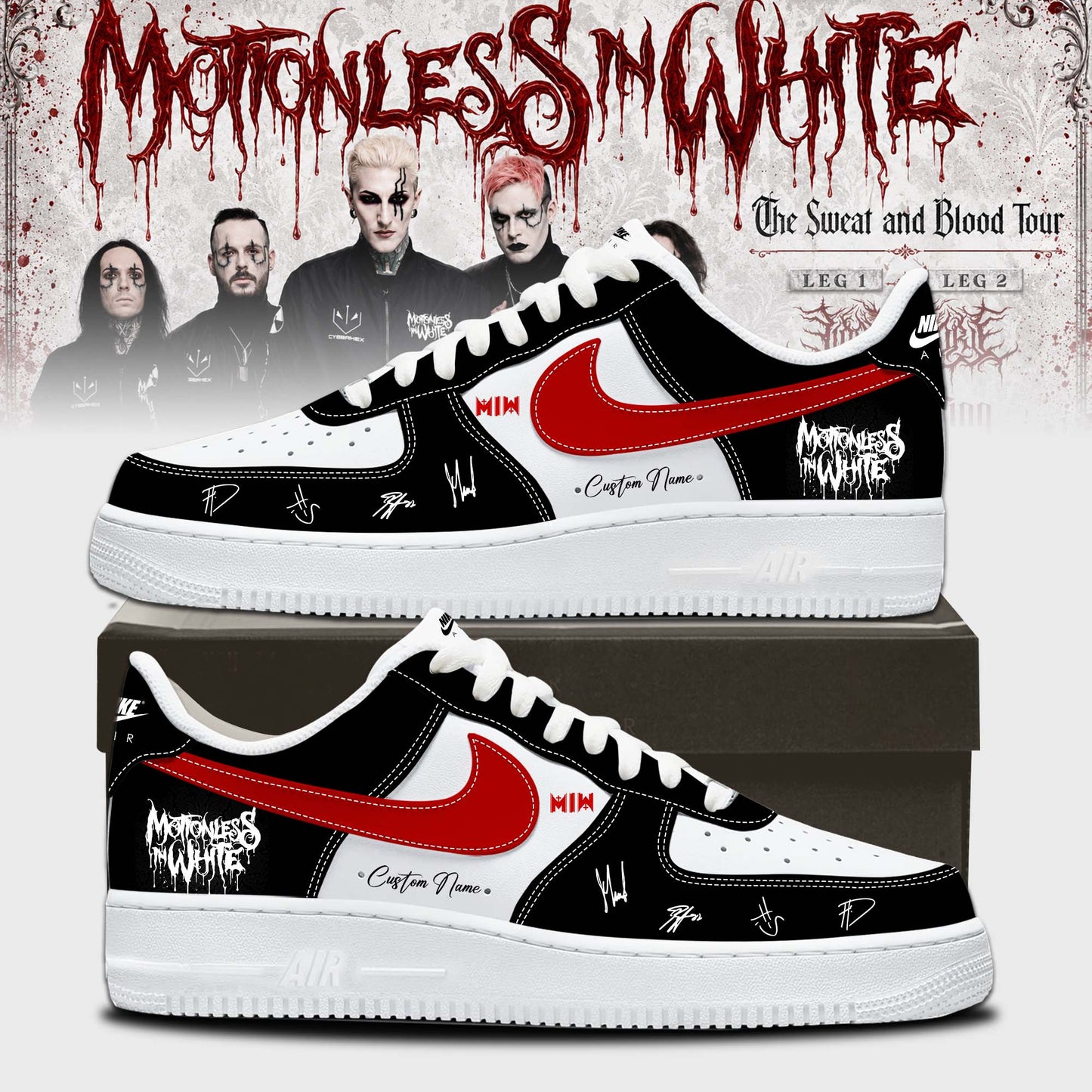 Motionless In White “The Sweat and Blood Tour 2026” Signature Limited Edition AF1