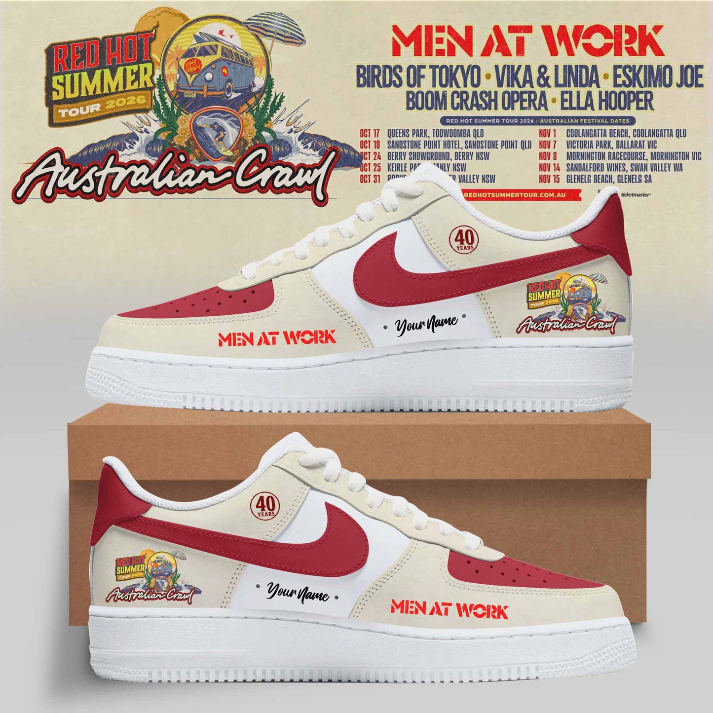 AUSTRALIAN CRAWL – RED HOT SUMMER TOUR 2026 SHOES AF1