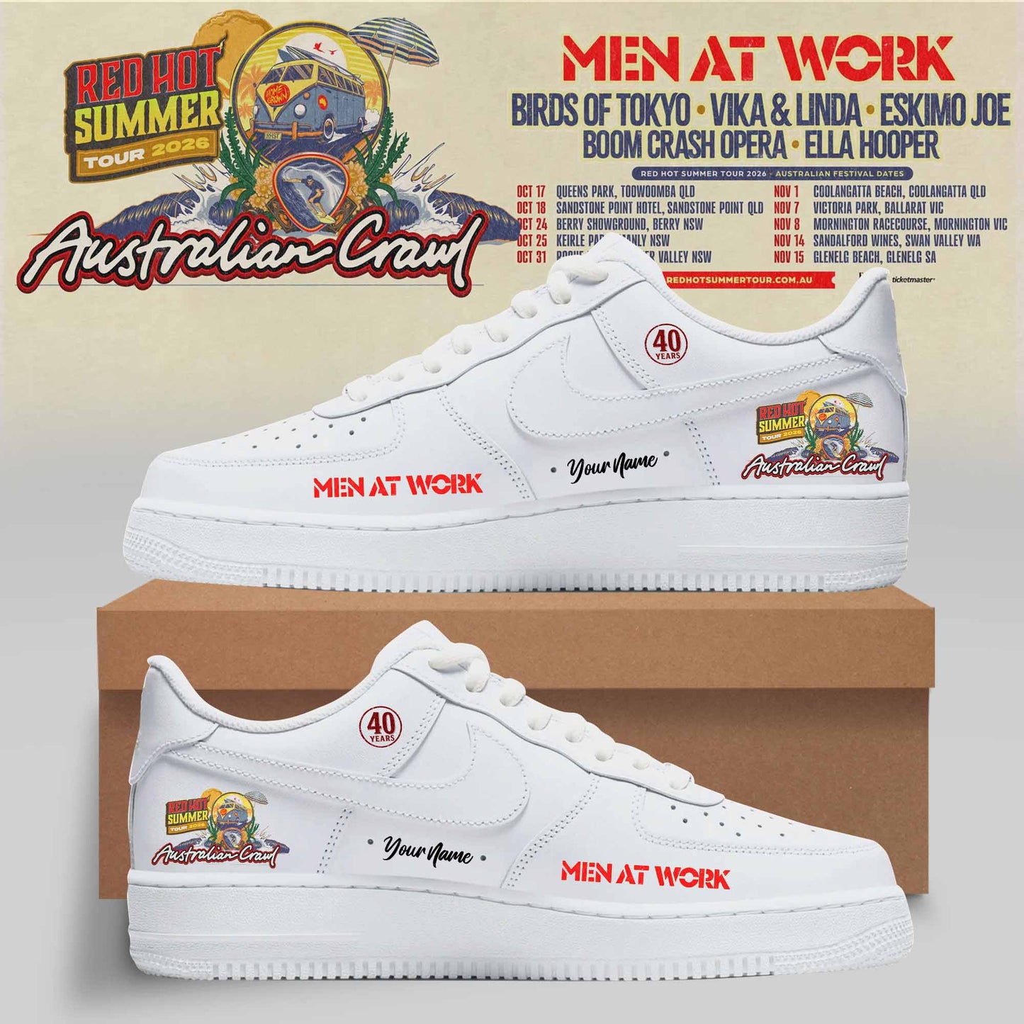 AUSTRALIAN CRAWL – RED HOT SUMMER TOUR 2026 SHOES AF1
