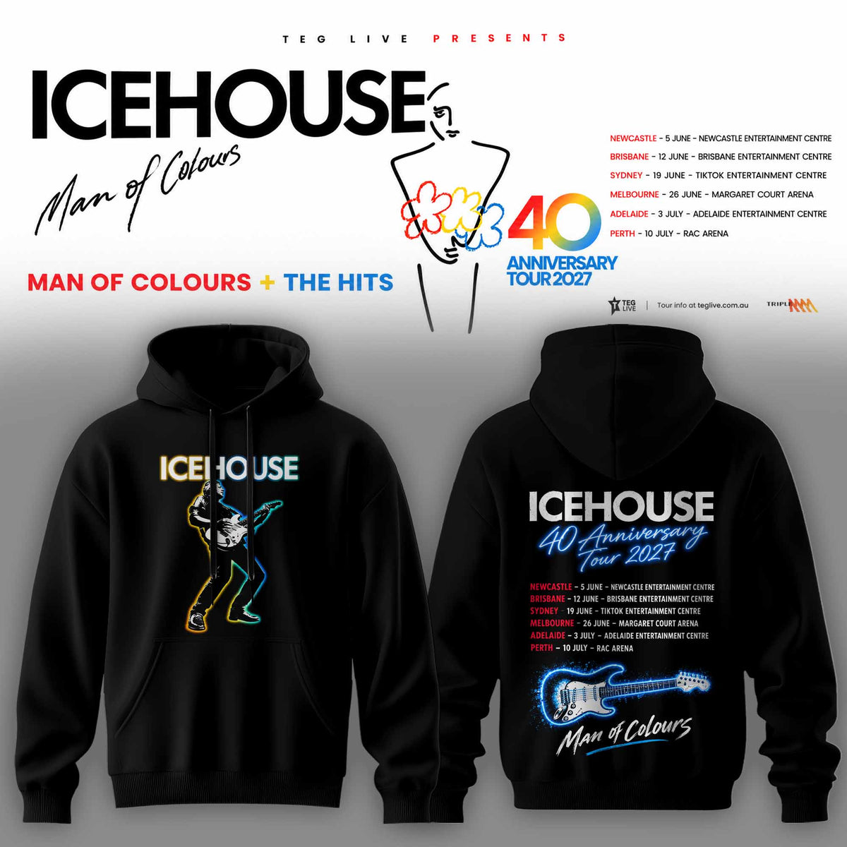 ICEHOUSE — MAN OF COLOURS 40TH ANNIVERSARY TOUR HOODIE