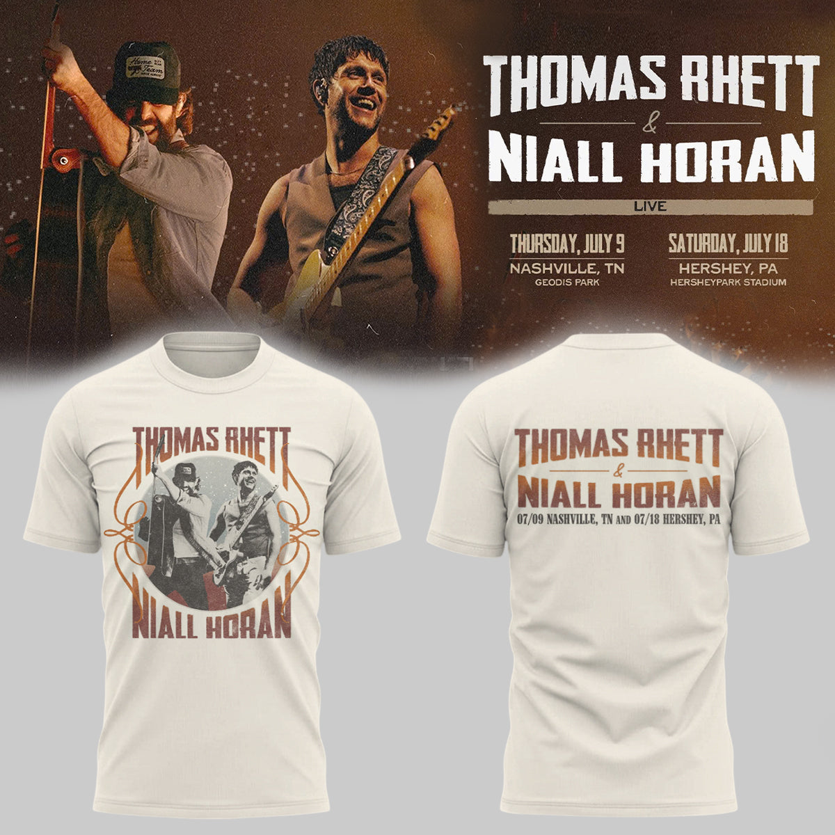 Limited Edition Thomas Rhett & Niall Horan “Soundtrack To Life Tour 2026” T-Shirts HP26072101T1