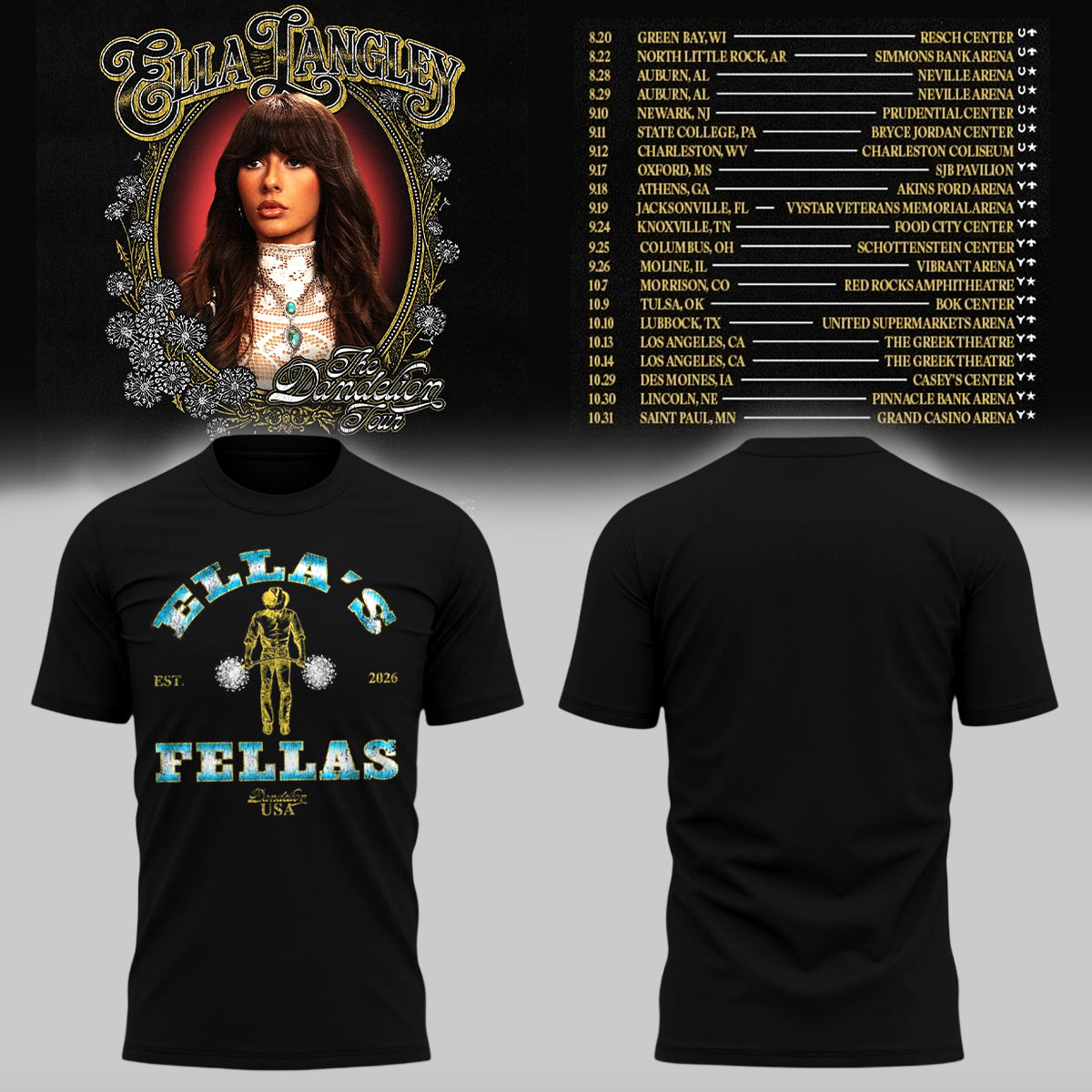 Limited Edition Ella Langley “The Dandelion Tour 2026” T-Shirts