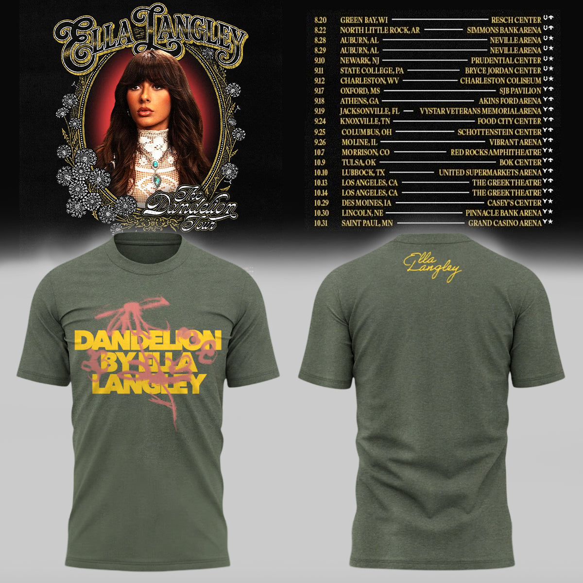 Limited Edition Ella Langley “The Dandelion Tour 2026” T-Shirts