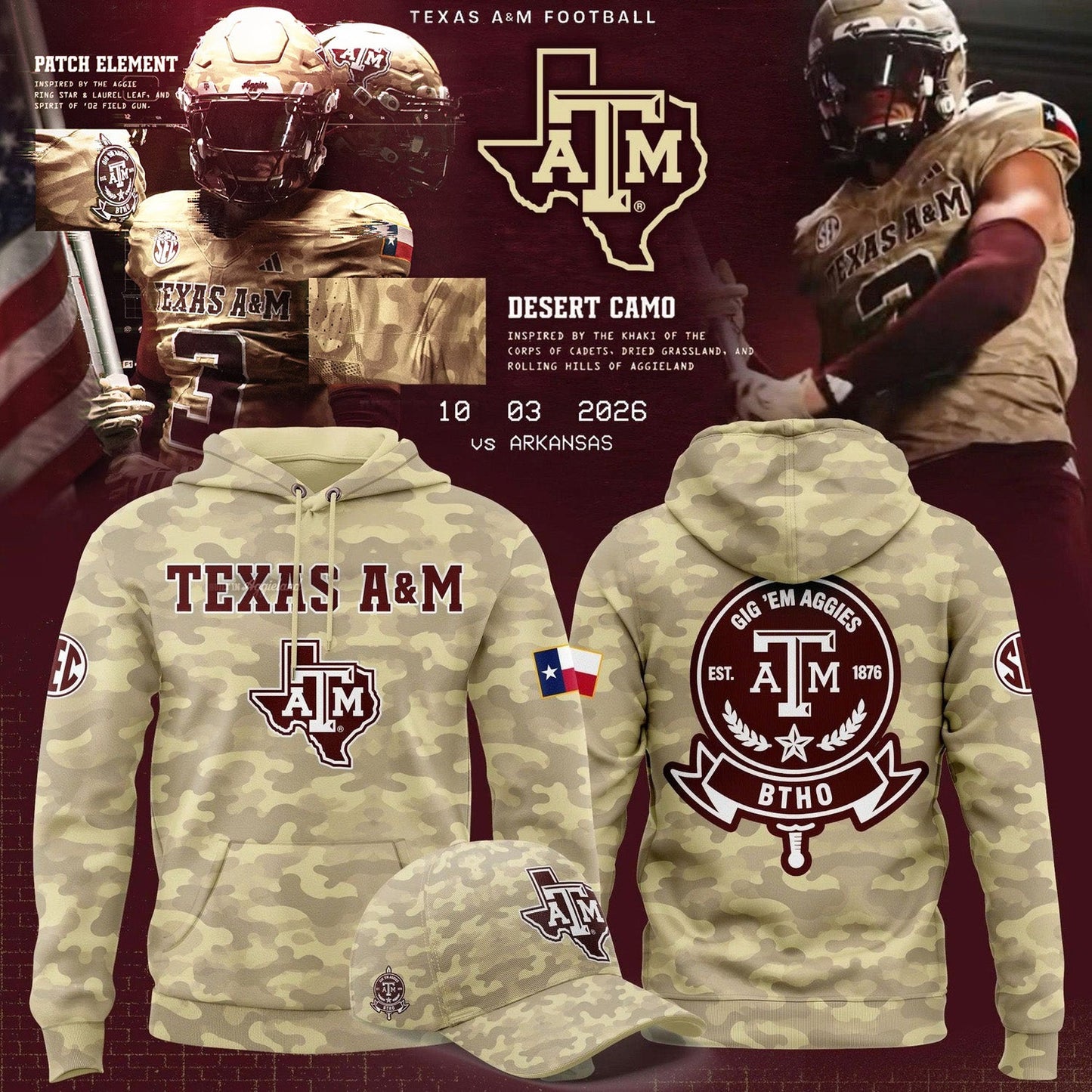 .Texas A&M Aggies Limited Camo Hoodie NN