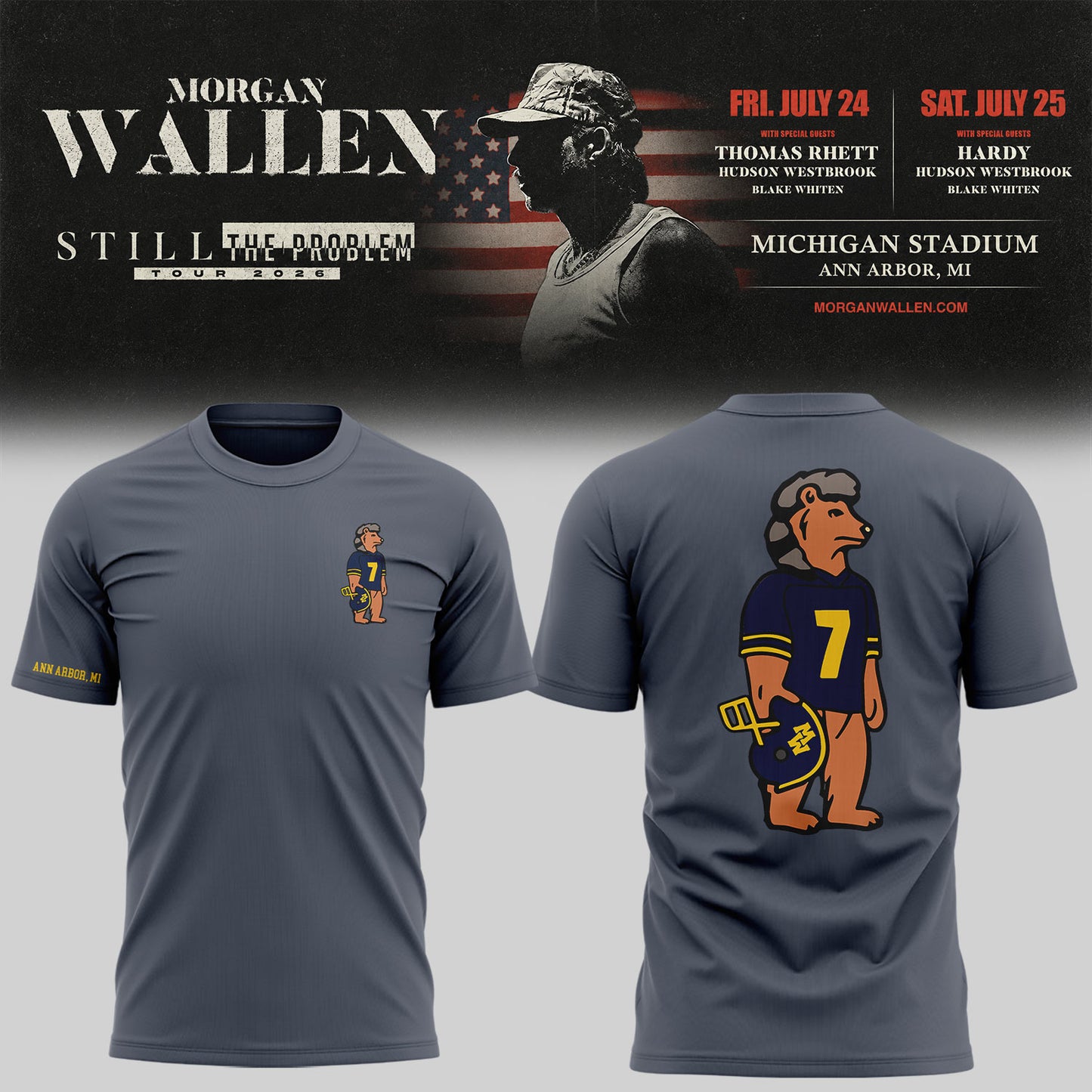 Exclusive Morgan Wallen x Michigan Football Tshirt 2026